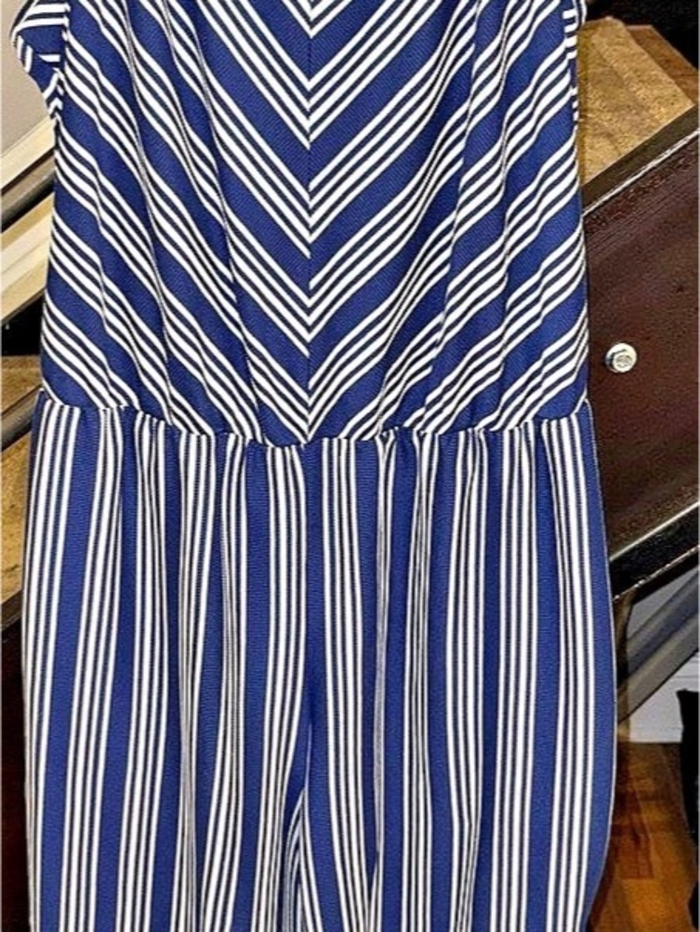 Just Be Blue & White Striped Wide-Leg Jumpsuit | Size 20/2X